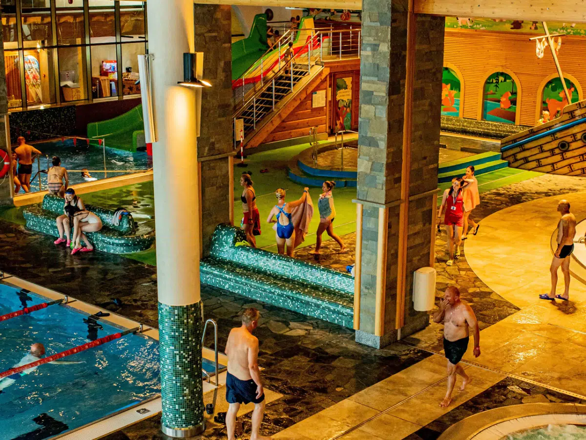 chocholow-thermal-baths-indoor One of the halls of Zakopane hot springs in Chocholow - featuring the pirate ship pool, jacuzzis, pools and waterslides